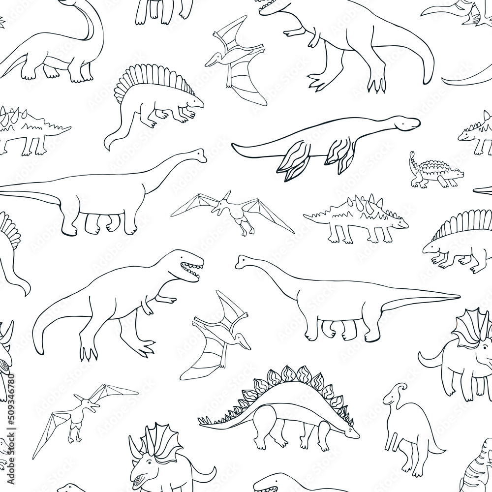 Obraz premium Dinosaur raptor vector seamless pattern