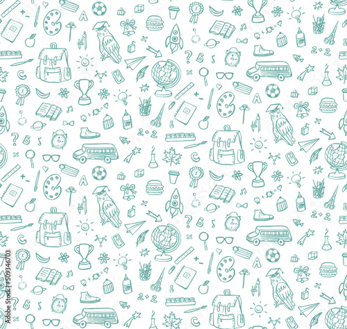 Back to school objects vector seamless pattern