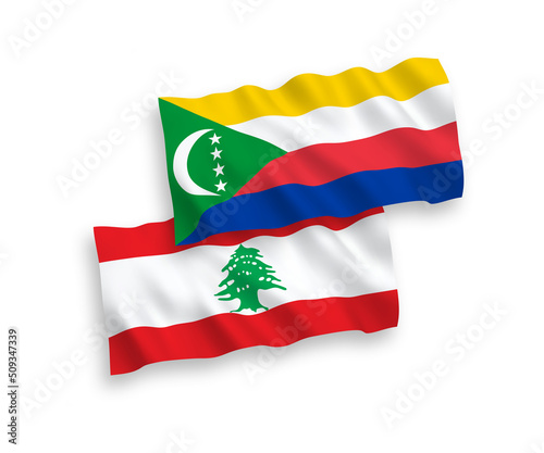 Free Download Flags of Union of the Comoros and Lebanon on a white background - GFXLoad