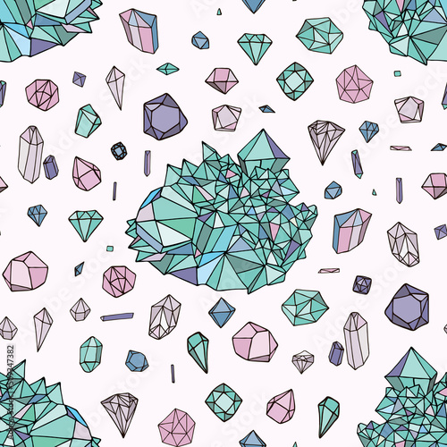 Diamond mineral vector seamless pattern