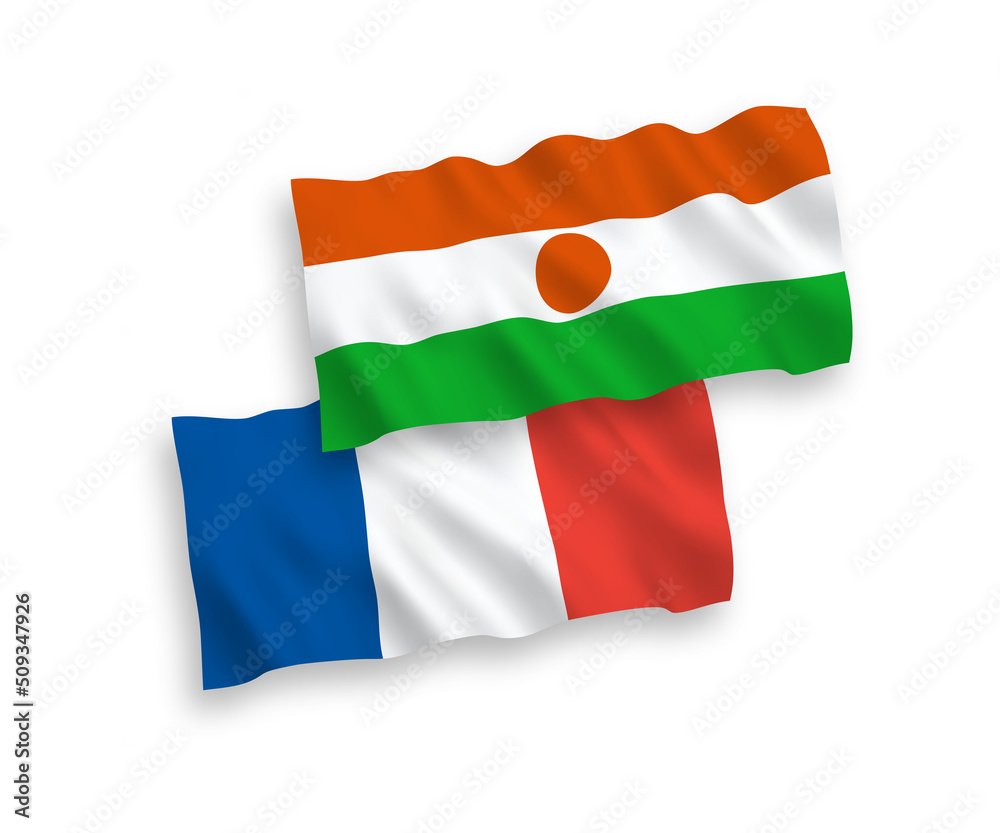 Obraz premium Flags of France and Republic of the Niger on a white background