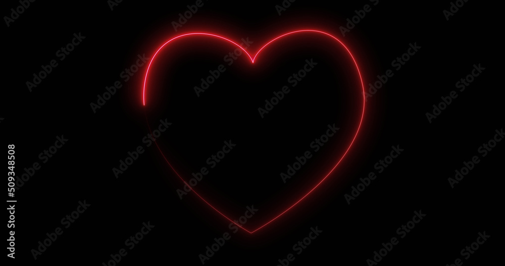 Image of neon heart over black background