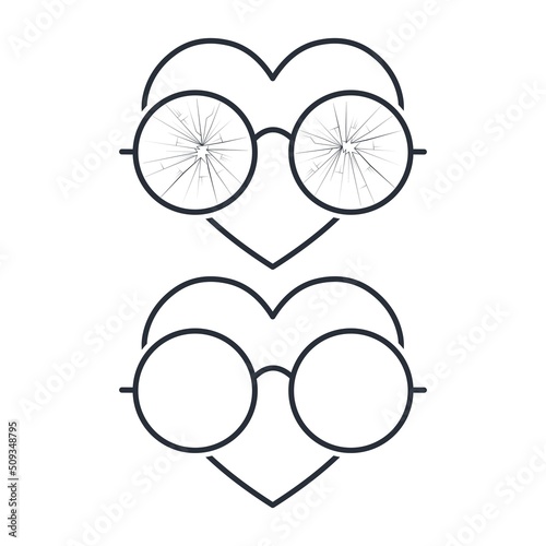 Blind heart. Vector linear icon isolated on white background