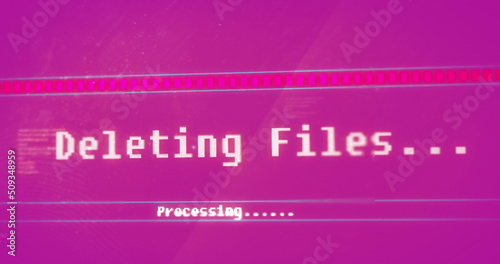 Image of data processing on pink background