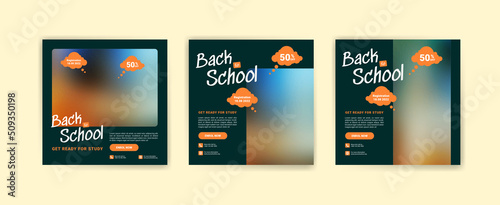 Social media post template for back to school and school admissions. Vector banner for educational advertisement.