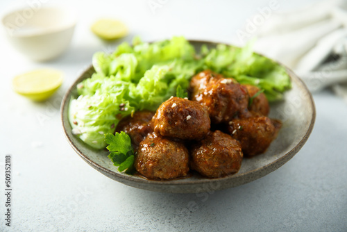 Homemade meatballs with sesame seeds