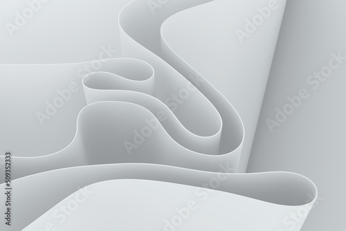 Trendy stylish cambered 3d illustration. Dynamic twisted wave background photo