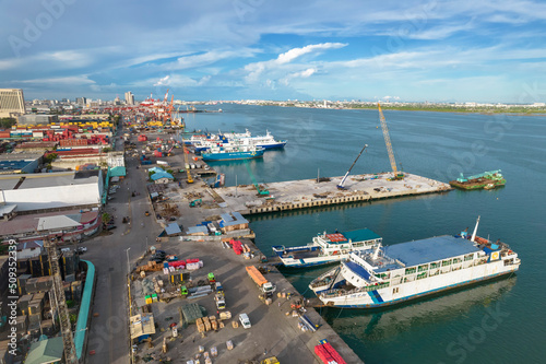 Cebu City, Philippines - Aerial of the Port of Cebu. photo