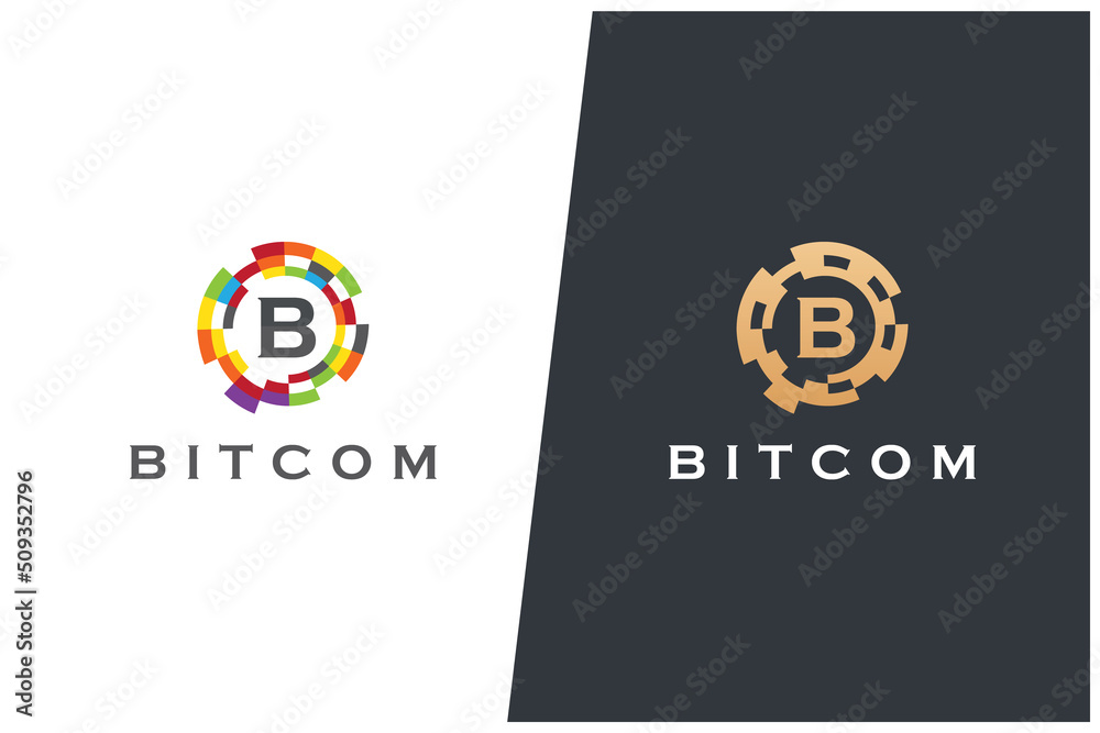B Letter Vector Monogram Logo Digital Marketing Technology Concept Design