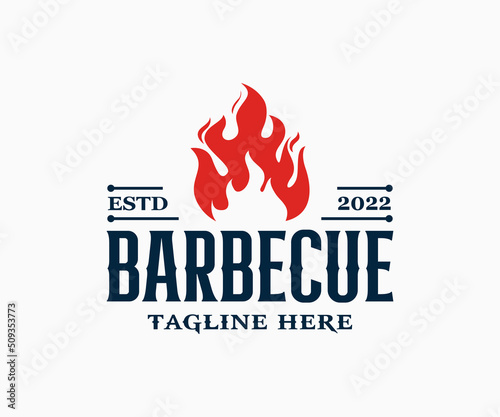 Foto Hot BBQ Logo Design Vector Template.