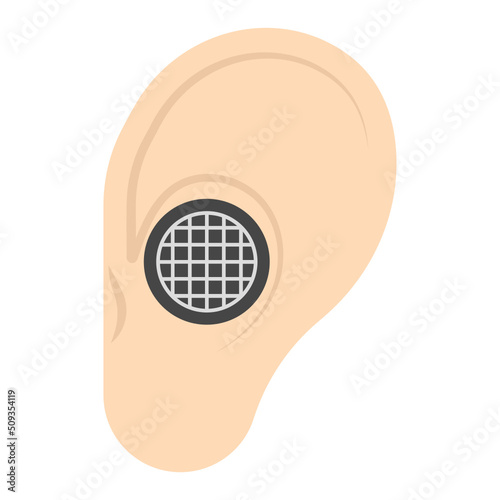 Smart assistive hearing device Concept, behind-the-ear Gadget vector color icon design, Wearable technology symbol, Personal Internet of Things Sign, tech togs stock illustration