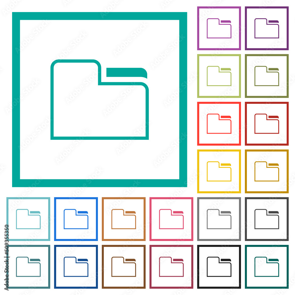 Tab folder outline flat color icons with quadrant frames Tab folder outline flat color icons with quadrant frames