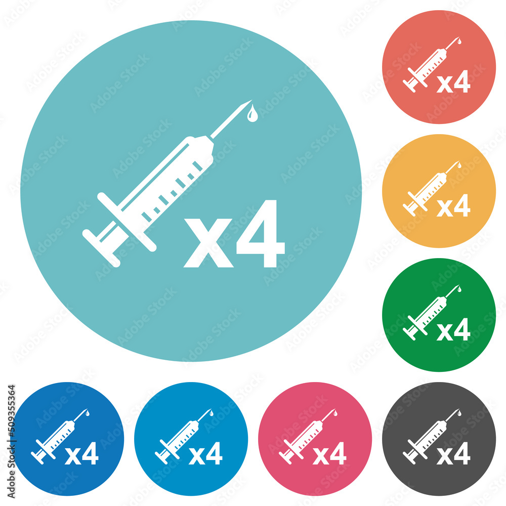 Fourth vaccine dose flat round icons Fourth vaccine dose flat round icons
