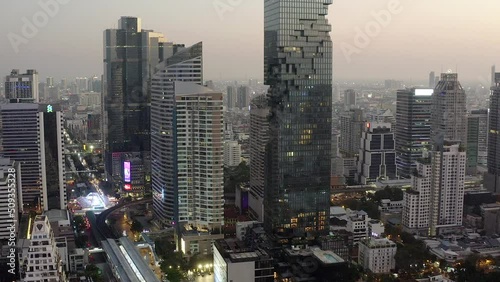 Wallpaper Mural Aerial view of King Power Mahanakhon tower in Sathorn Silom central business district of Bangkok, Thailand Torontodigital.ca