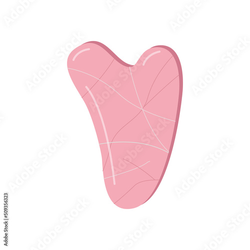 trendy gua sha scraper made of natural stone, massager for facial care. Vector illustration skin care concept.
