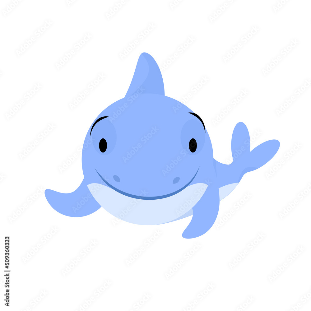 Fototapeta premium Cute little blue shark with no teeth