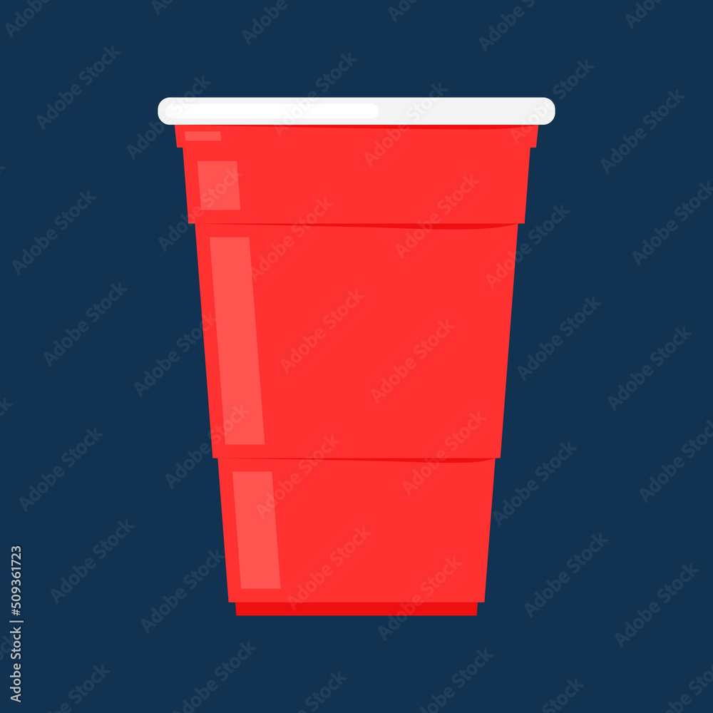 Red plastic party cup, material design. Red beer cup vector. Red plastic party cup, material design. Red beer cup vector.