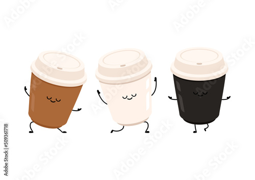 Coffee cup character design. Coffee cup vector.