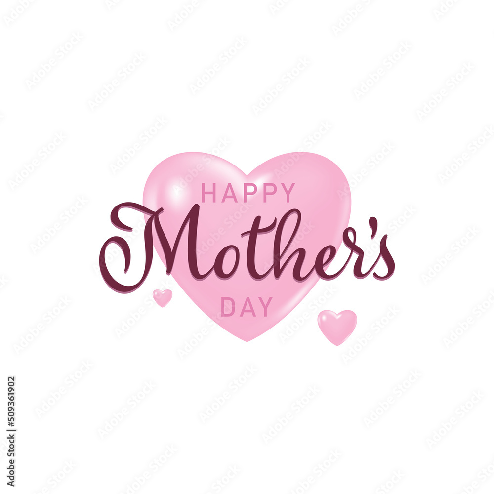 Happy Mothers Day lettering. vector illustration. Mother's day card with heart