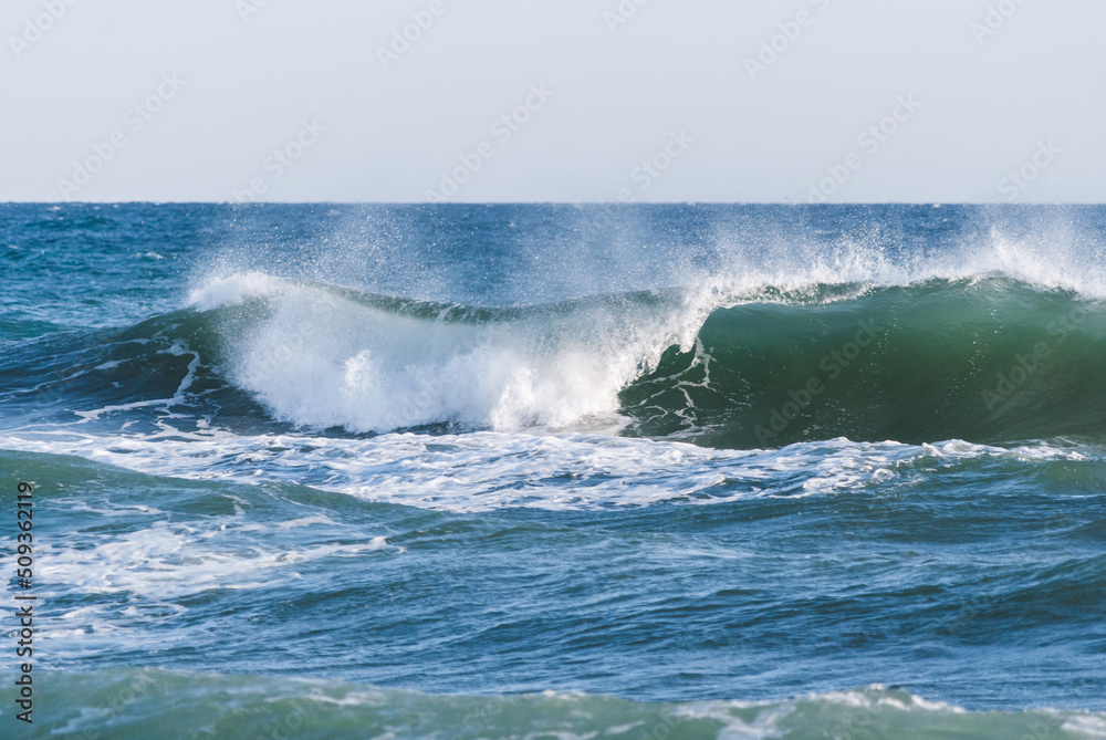 太平洋の海の波と水しぶき