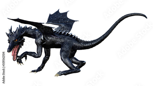 3D Rendering Fairy Tale Dragon on White