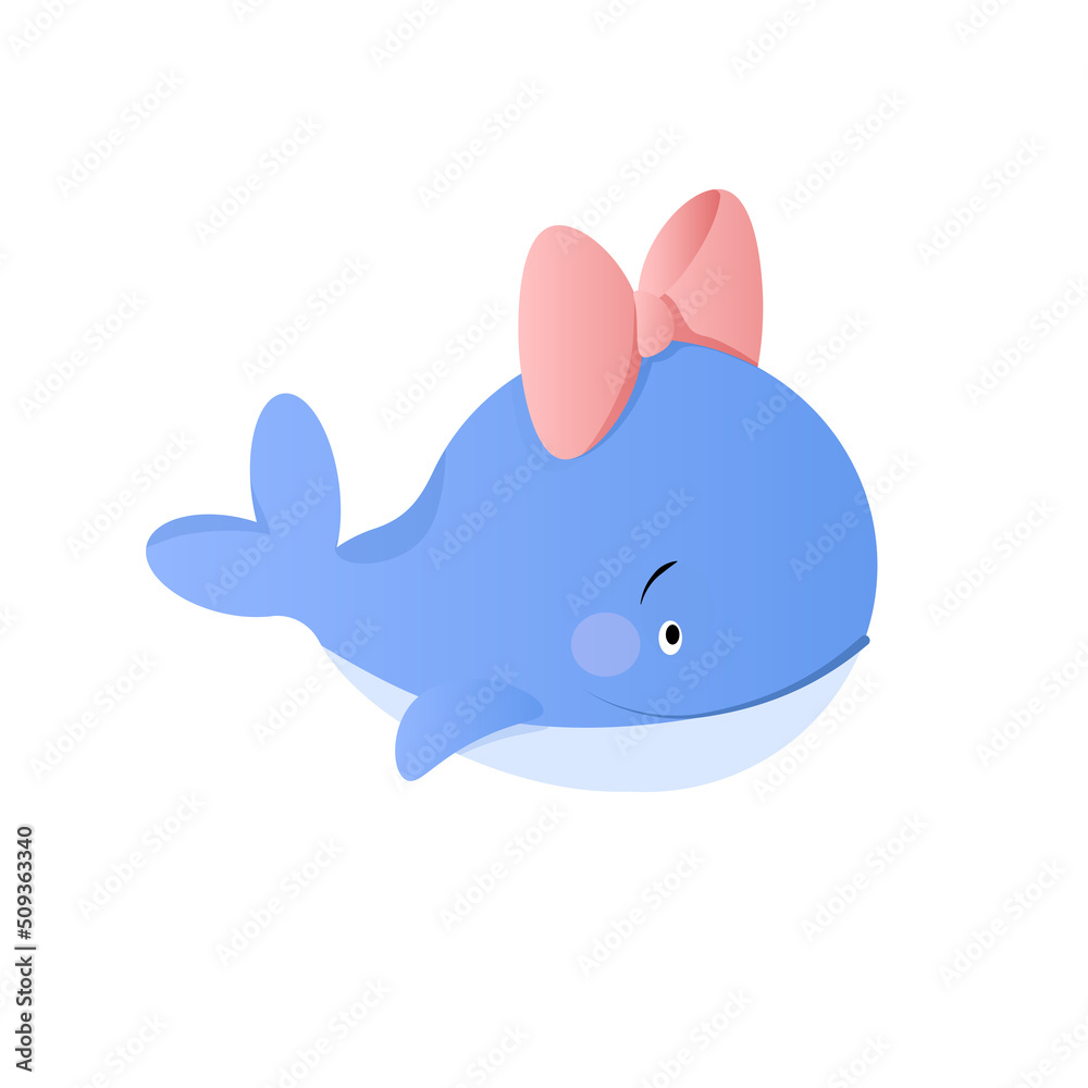 Little whale girl with a pink bow Little whale girl with a pink bow