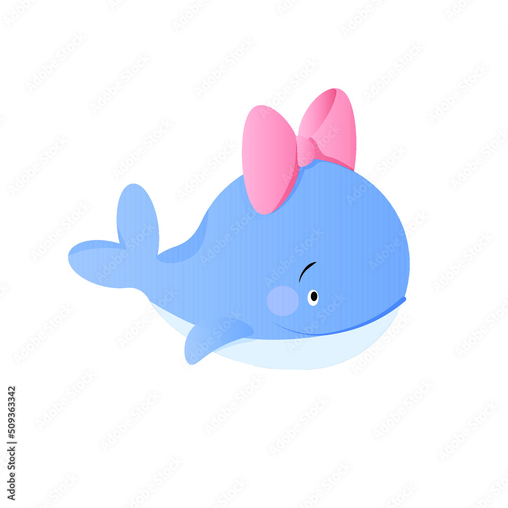 Little whale girl with a pink bow Little whale girl with a pink bow