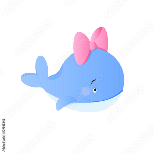 Little whale girl with a pink bow