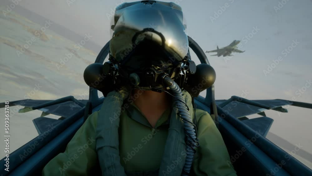 Aviator, pilot controls military aircraft. Closeup of the cockpit of a