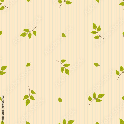 Seamless pattern with branches and leaves. Flat stile pattern for textile  wallpaper  wrapping  packaging paper.