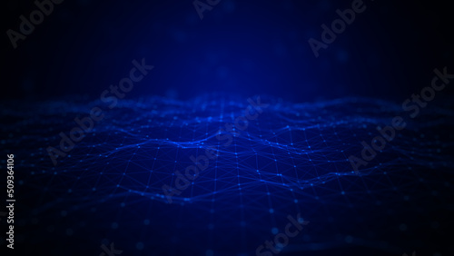 Technology and digital data network connection blue color abstract background, 3D rendering