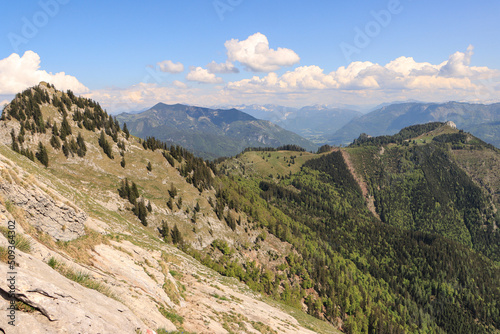 Wanderparadies Schafberg; Blick vom Wetterloch auf Törlspitz und Vormauerstein