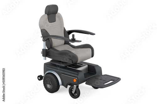 Indoor Powerchair, Electric Wheelchair, Motorized Power Chair and Mobility Scooter, 3D rendering photo