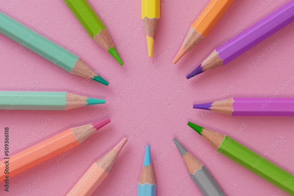 Pastel color lapis on pink background leave space to put text message, logo space, copy space. Pastel color lapis on pink background leave space to put text message, logo space, copy space.