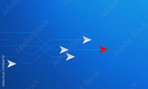 Abstract paper planes direction illustration  copy space composition  business leader concept. 