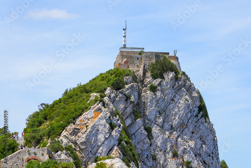 Remains of a military building at the top of the Rock of Gibraltar in the South of Spain