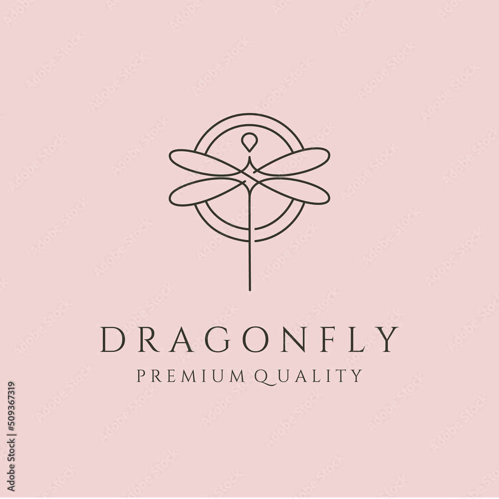 unique dragonfly line art logo vector symbol illustration design - obrazy, fototapety, plakaty 