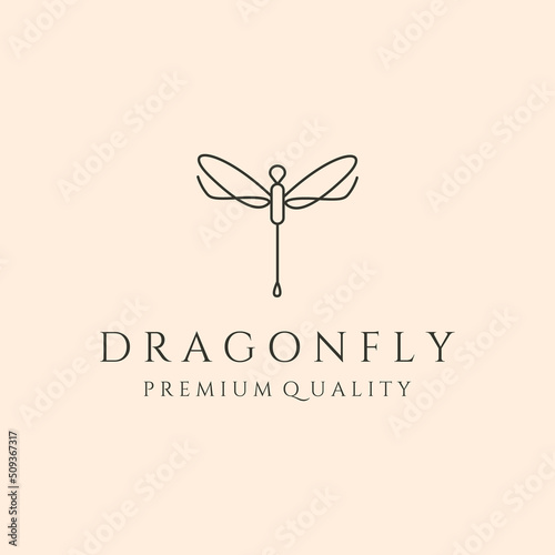dragonfly with continuous wings line art logo vector symbol illustration design