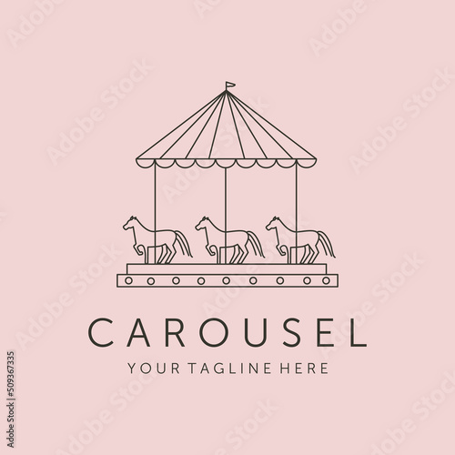 carousel icon line art logo vector symbol illustration design