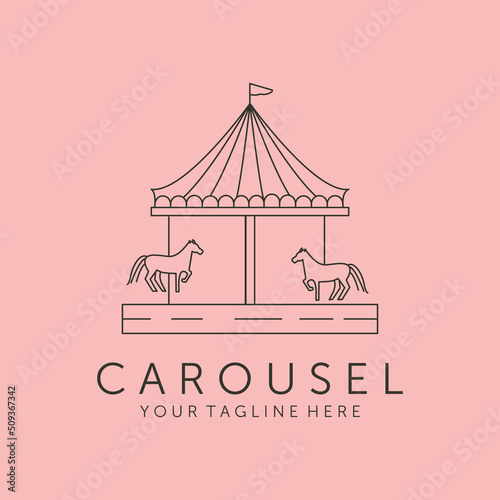 carousel concept line art logo vector symbol illustration design