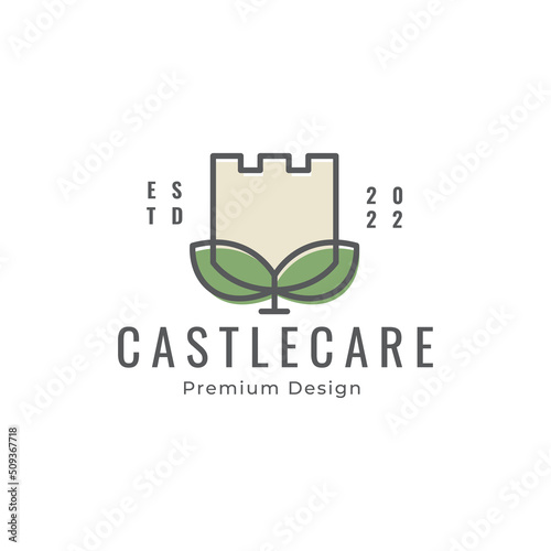 castle leaf logo design vector icon illustration