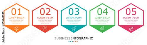 Business infographic Vector with 5 steps.Used for presentation,information,education,connection,marketing, project,strategy,technology,learn,brainstorm,creative,growth,abstract,stairs,idea,text,work.