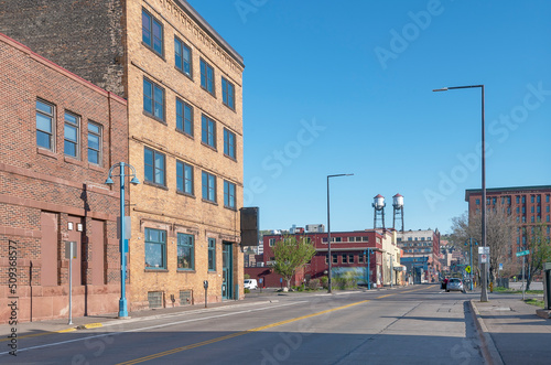 Daytime view of South Lake Avenue in the Canal District of Duluth