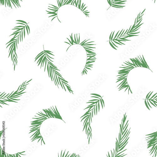 Coconut palm leaves vector seamless pattern