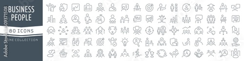 Fotobehang Business people line icons collection