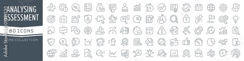 Stampa su tela Analysis and assessment line icons collection