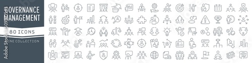 Canvastavla Management and governance line icons collection