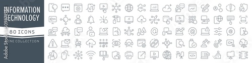 Information technology line icons collection. Big UI icon set in a flat design. Thin outline icons pack. Vector illustration EPS10
