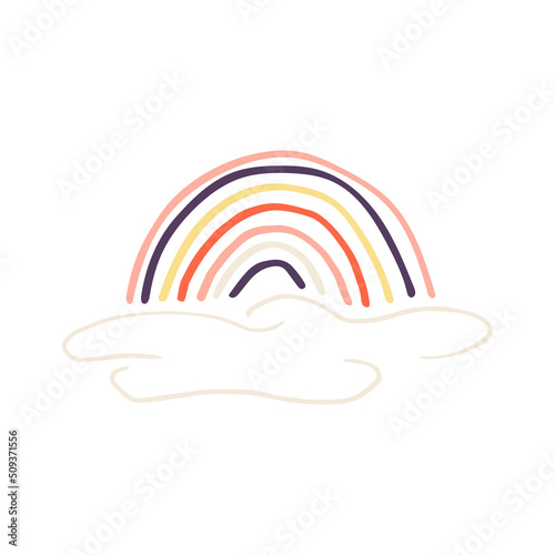 Vector Hand drawn cute rainbow with clouds