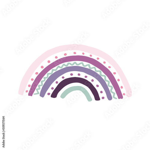 Vector Hand drawn cute rainbow with pattern